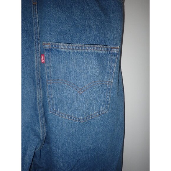 Levis Womens L Denim Overalls Blue Jean Carpenter Bib Pockets Button Closure New - Picture 6 of 8